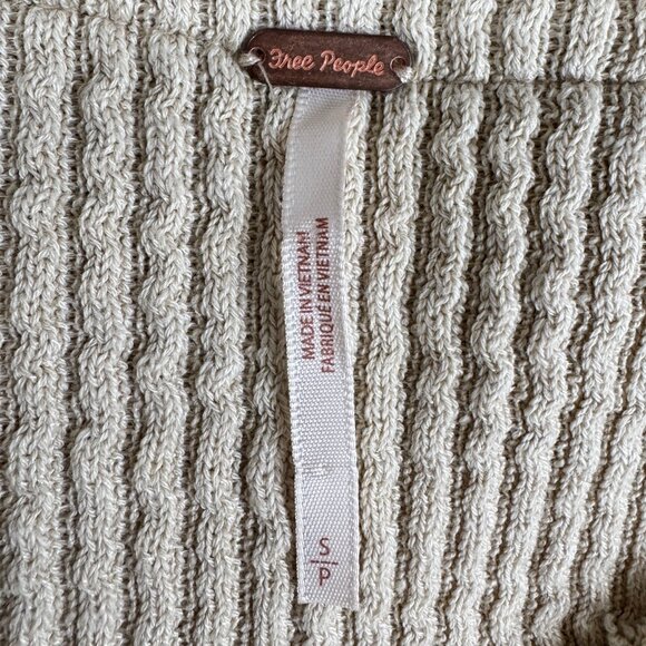 FREE PEOPLE Oversized V-Neck Tan Sweatshirt - Picture 5 of 9